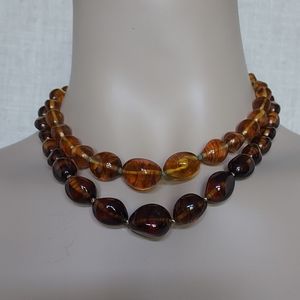 Vintage Trifari Faux Amber double strand Necklace